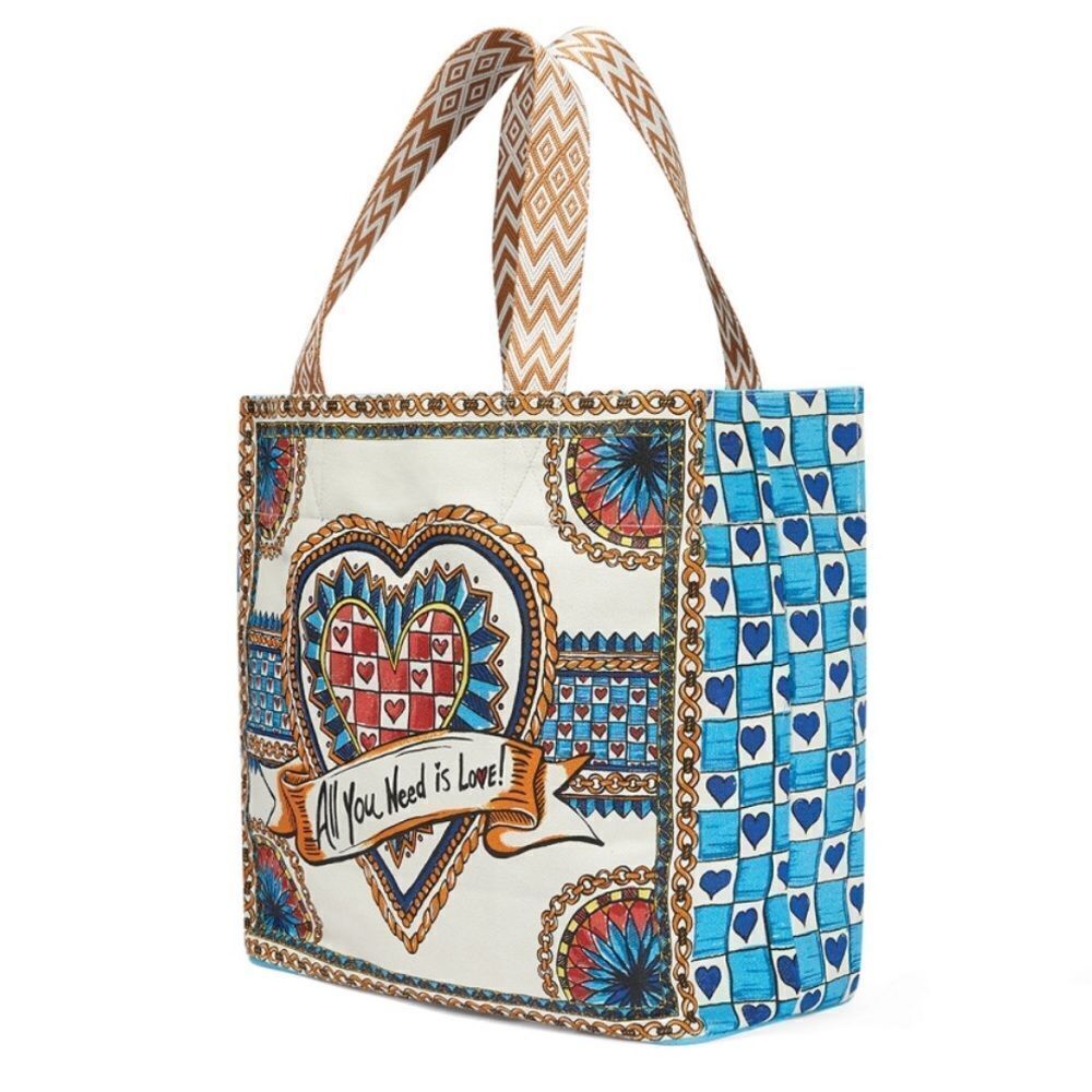 Brighton BELIEVE IN LOVE Blue Floral Original Artwork Collaboration Canvas Tote - Picture 3 of 16